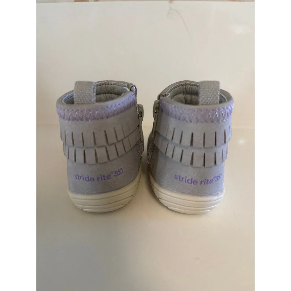 STRIDE RITE 360 BIANCA baby Girls Gray/periwinkle Fringe Boots